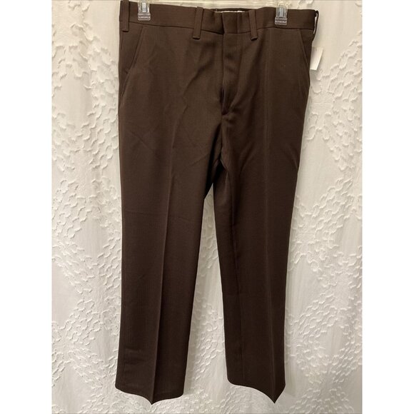 Authentic Knit Other - VTG Authentic Knit 100% Polyester Brown Dress Pants Mens 36 USA Made Ban-Rol